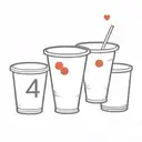 3 red solo cups in triangle form with the number 2 on 2 cups & the number 4 on one cup with a ping pong ball beside it tattoo design idea