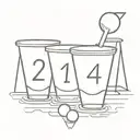 3 red solo cups in triangle form with the number 2 on 2 cups & the number 4 on one cup with a ping pong ball beside it tattoo design idea