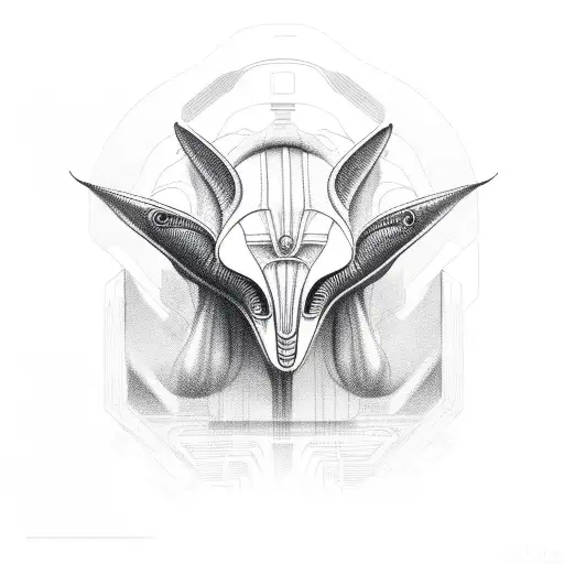 alien sphinx tattoo design idea