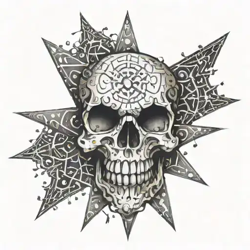 skull chaos star sign tattoo design idea