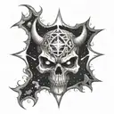demon skull chaos star sign tattoo design idea
