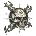 demon skull chaos star sign tattoo design idea