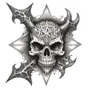 demon skull chaos star sign tattoo design idea
