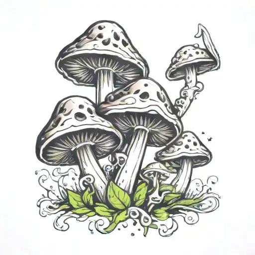 alien mushrooms tattoo design idea