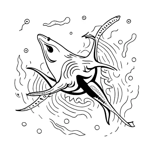 blue shark, tiger shark, hammerhead shark manta ray tattoo design idea
