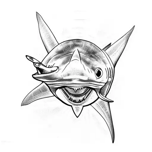 blue shark, tiger shark, hammerhead shark manta ray tattoo design idea