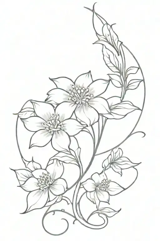 floral art nouveau tattoo design idea