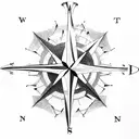compass with mountains in background an a climber on the inside of the mountain tattoo design idea