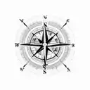 compass with mountains in background an a climber on the inside of the mountain tattoo design idea