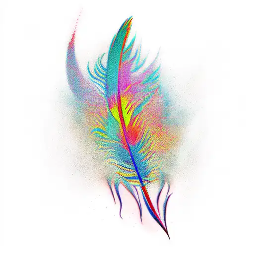 Phoenix feather colorful tattoo design idea