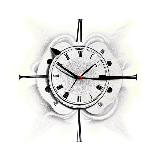 melting clock tattoo design idea