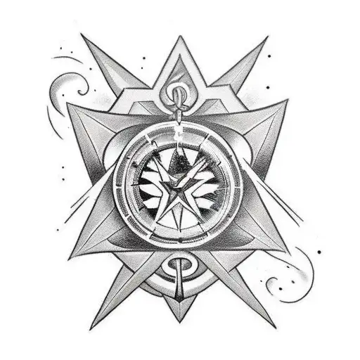 hourglass time black and white stars  tattoo design idea