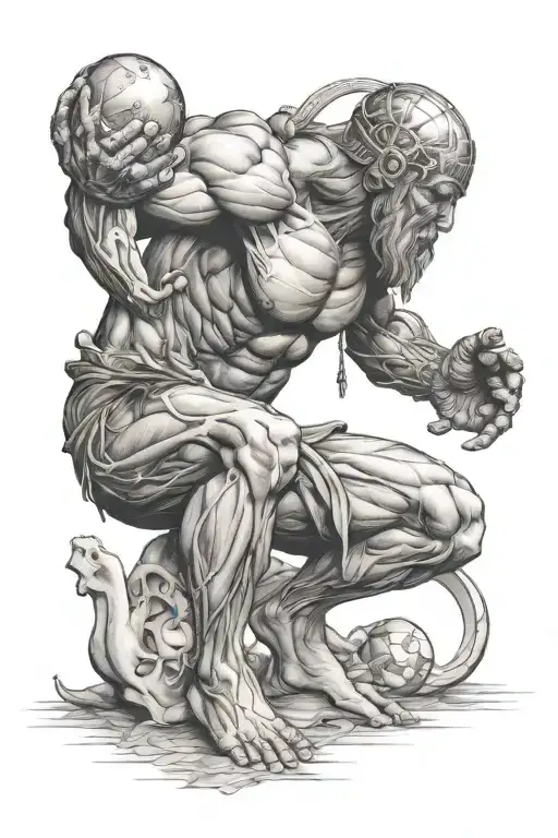 atlas kneeling holding the world tattoo design idea