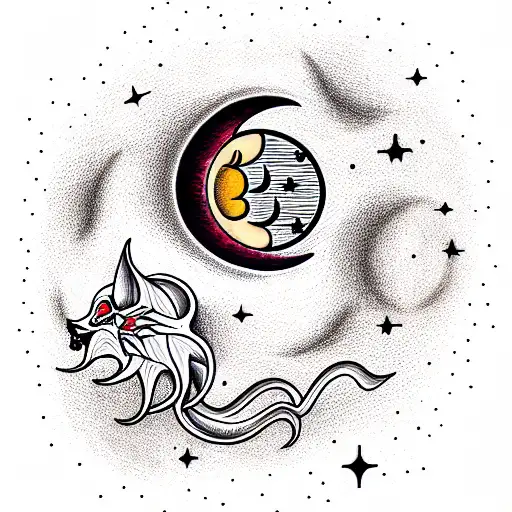 Kind Sun and Evil Moon tattoo design idea