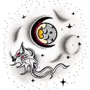 Kind Sun and Evil Moon tattoo design idea