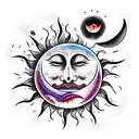 Kind Sun and Evil Moon tattoo design idea