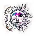 Kind Sun and Evil Moon tattoo design idea
