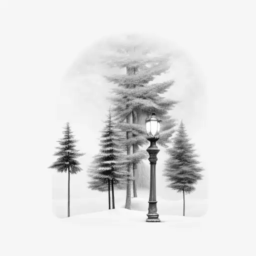 narnia lamppost mountains tattoo design idea