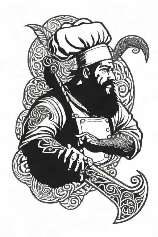 chef and kitchen knife and Norse mythology tattoo  tattoo design idea