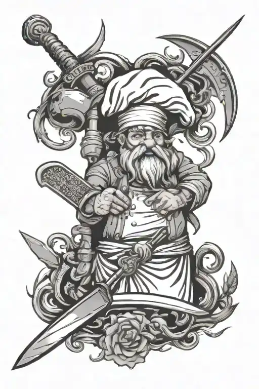 chef and kitchen knife and Norse mythology tattoo  tattoo design idea