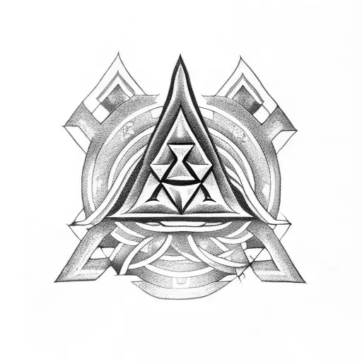 odins face with valknut tattoo design idea