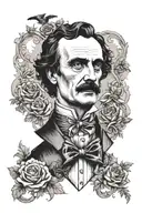 gothic themes from Edgar Allen Poe writing tattoo design idea