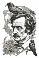 gothic themes from Edgar Allen Poe writing tattoo design idea