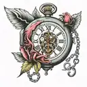 realist heart with broken pocket watch in it with the words life's a ticking time bomb under it tattoo design idea