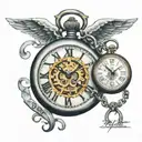 realist heart with broken pocket watch in it with the words life's a ticking time bomb under it tattoo design idea