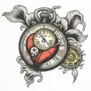 realist heart with broken pocket watch in it with the words life's a ticking time bomb under it tattoo design idea