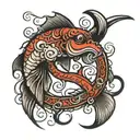 13 and fish hook tattoo design idea