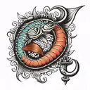 13 and fish hook tattoo design idea