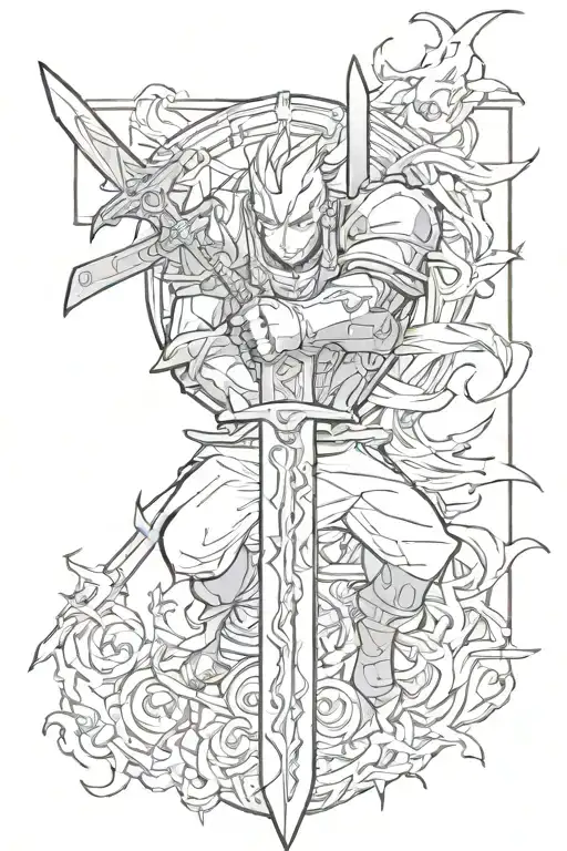 Combine elements from Fullmetal Alchemist and swords into a unique design tattoo design idea