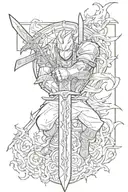 Combine elements from Fullmetal Alchemist and swords into a unique design tattoo design idea