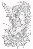 Combine elements from Fullmetal Alchemist and swords into a unique design tattoo design idea