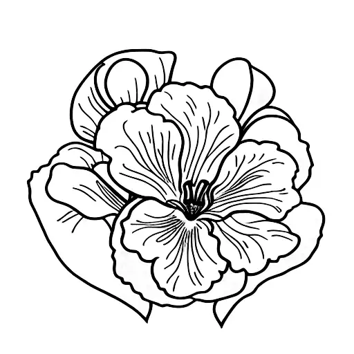 A flower bouquet in black and white abstrait with crocus pansy hibiscus lilac clematis tattoo design idea
