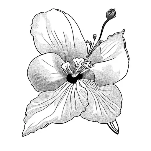 A flower bouquet in black and white abstrait with crocus pansy hibiscus lilac clematis tattoo design idea