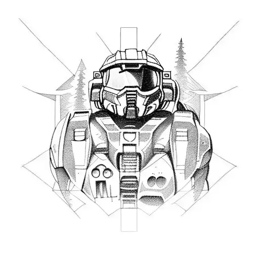 Nature and master chief tattoo design idea