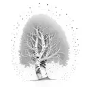 A majestic aspen tree with delicate dotwork details representing new growth tattoo design idea