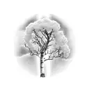 A majestic aspen tree with delicate dotwork details representing new growth tattoo design idea