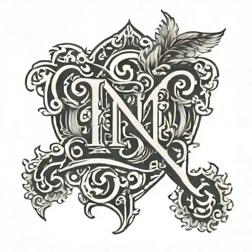 combination of 4 LETTERS " N N P M" tattoo design idea