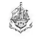 pirate ship rom coffee tattoo design idea