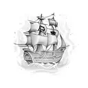 pirate ship rom coffee tattoo design idea