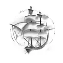 pirate ship rom coffee tattoo design idea