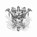 pirate ship rom coffee tattoo design idea