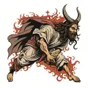 jesus beating the devil tattoo design idea