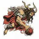 jesus beating the devil tattoo design idea