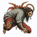 jesus beating the devil tattoo design idea