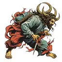 jesus beating the devil tattoo design idea