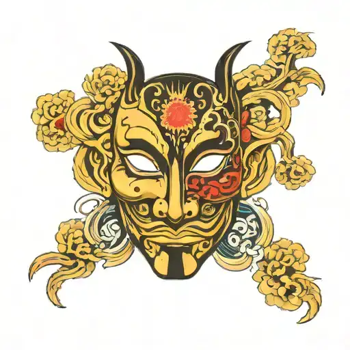 mask with 2 face tattoo design idea